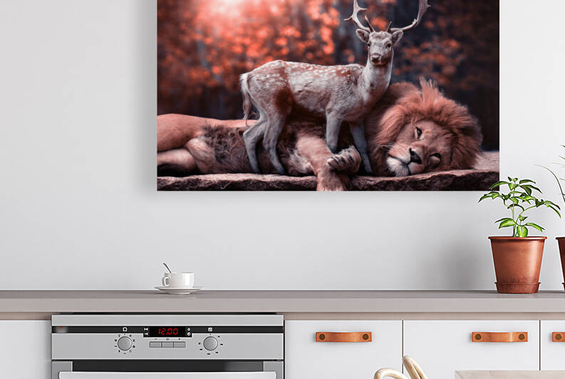 lion and deer by Vibrant Canvases