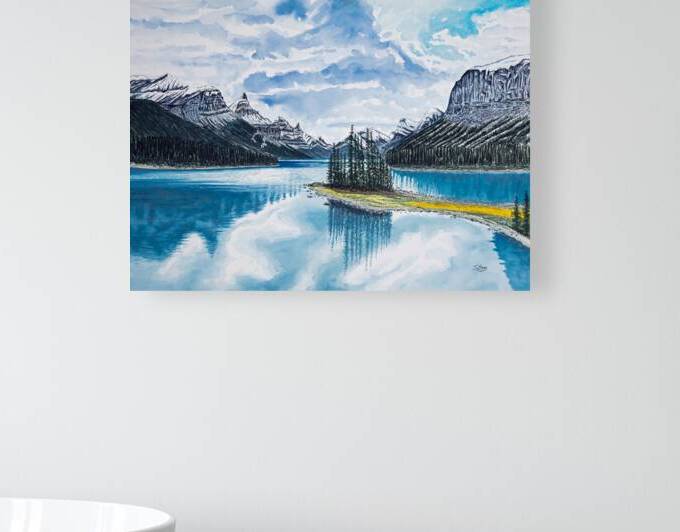 Maligne Lake Painting by Stephen Emms