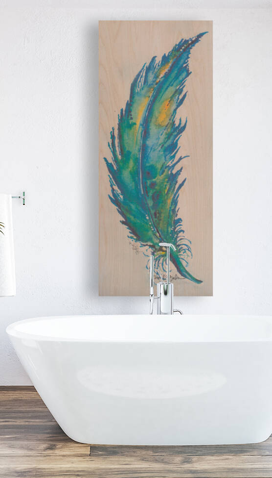 Rustic Watercolor Feather by Cheryl Zapata