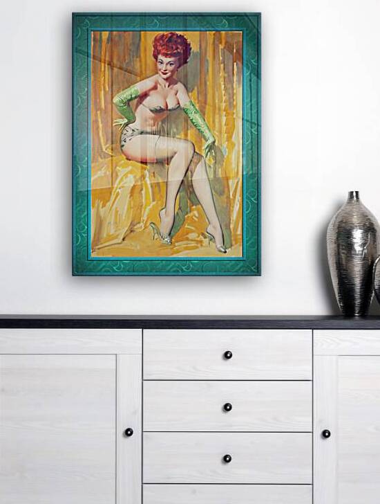 Redhead In A Green Bikini by Bill Medcalf Remastered Vintage Retro Xzendor7 Art Reproductions by xzendor7