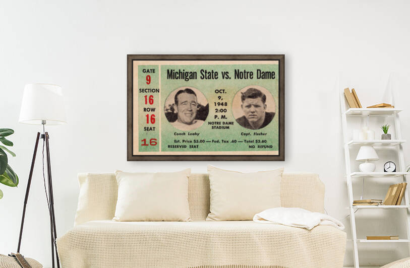 1948 Michigan State vs. Notre Dame Football Ticket Stub Print by Row One Brand