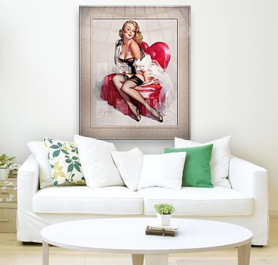 My Heart Shaped Loveseat by Gil Elvgren Remastered Vintage Retro Xzendor7 Art Reproductions by xzendor7