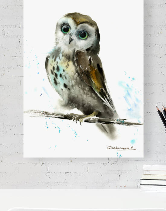 Owl on a branch by Eugenia Gorbacheva