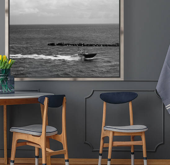 BW Cutting a Fast Track Across the Deep Blue Sea 2 of 2 SQUARE The Sailfish Tournament and Derby Collection Singer Island West Palm Beach Florida by 360 Studios