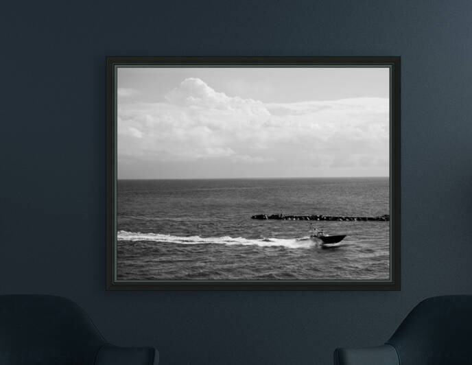 BW Cutting a Fast Track Across the Deep Blue Sea 2 of 2 ZOOM The Sailfish Tournament and Derby Collection Singer Island West Palm Beach Florida by 360 Studios