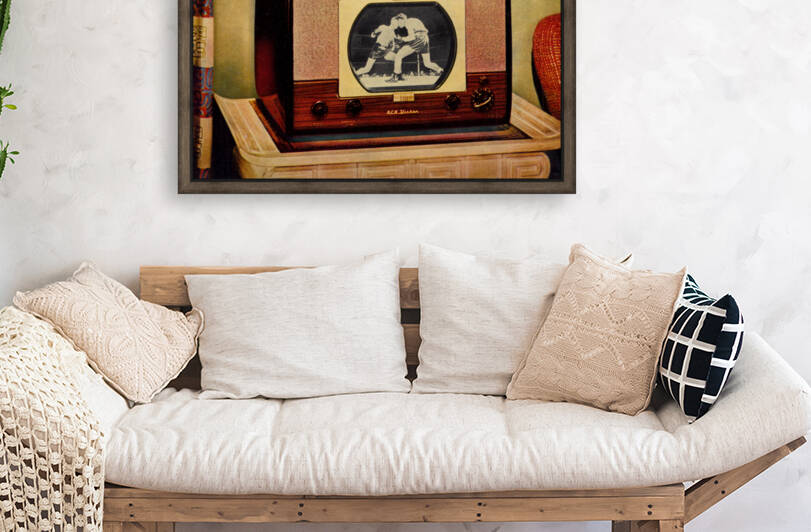1949 Vintage Boxing Match TV Living Room Art by Row One Brand
