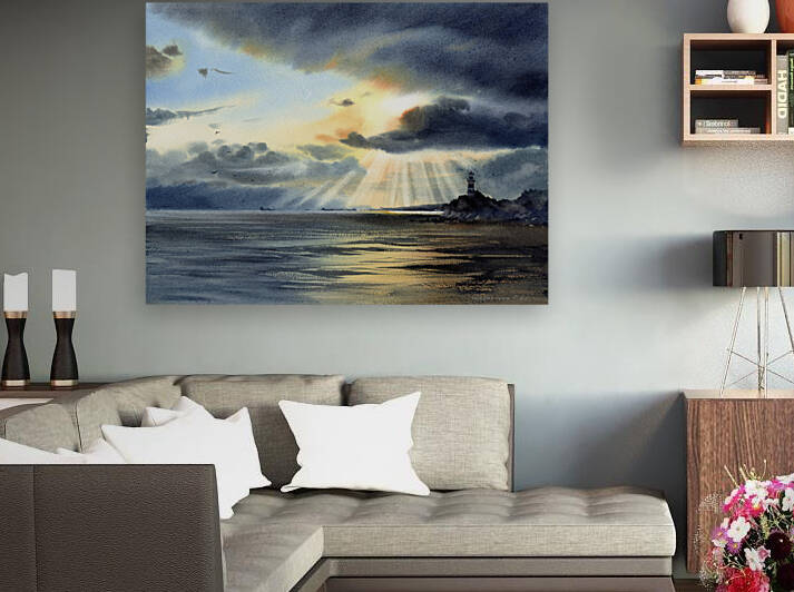 Lighthouse and clouds by Eugenia Gorbacheva