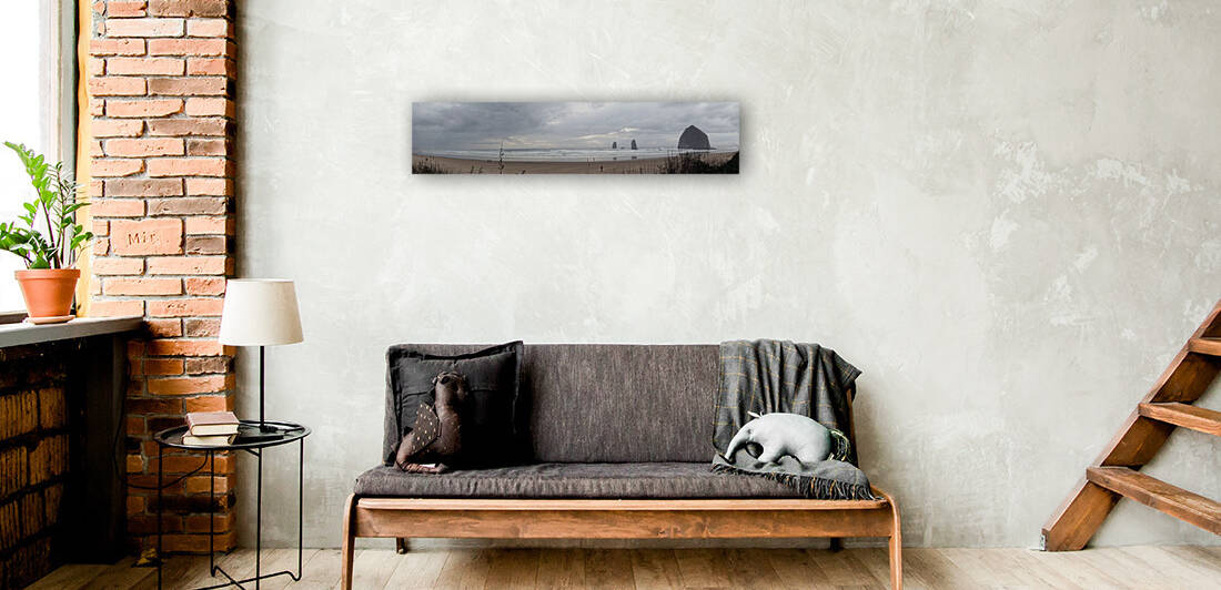 Cannon Beach - Haystack Rock with Grass by E R Miller