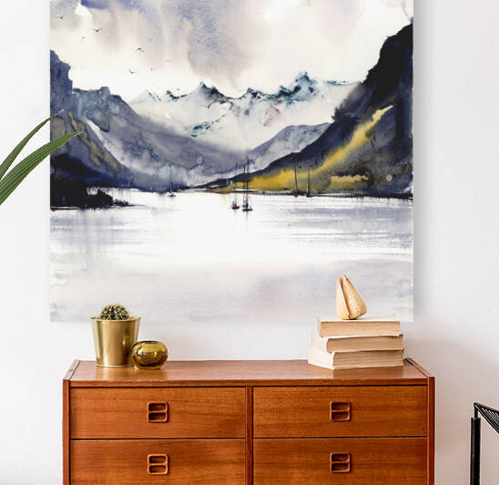 Mountain Lake 3 square by Eugenia Gorbacheva