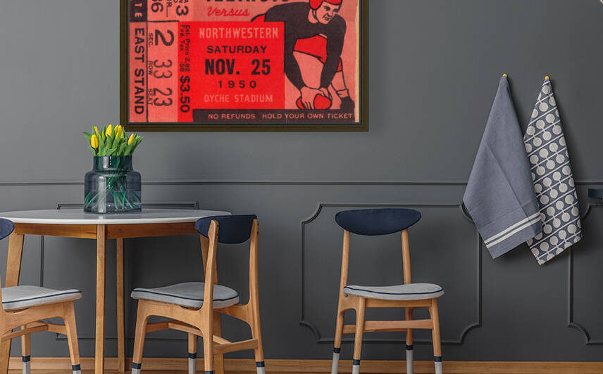 1950 Illinois vs. Northwestern Football Ticket Stub Print by Row One Brand