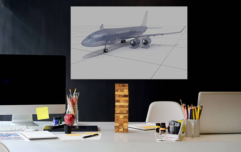 Airplane wire model 3D illustration by Alex Mit