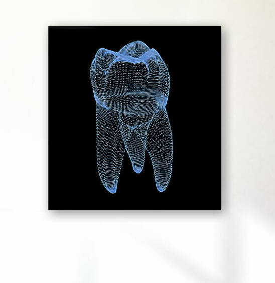 Molar tooth from dots 3D illustration by Alex Mit