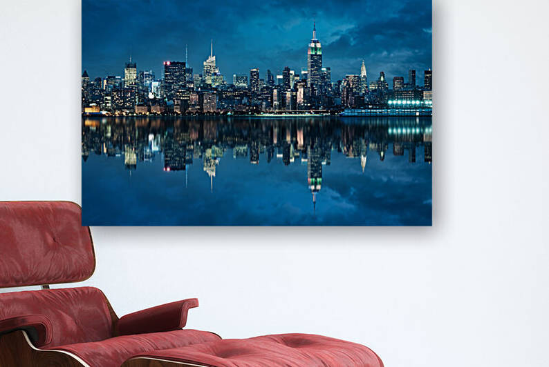 New York skyline reflections at night by DELPHIMAGES