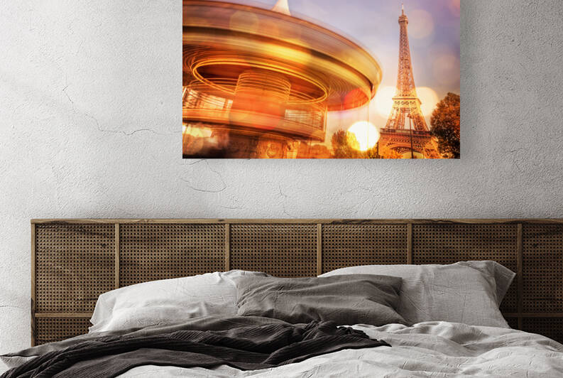 Eiffel tower carousel in Paris Christmas lights by DELPHIMAGES