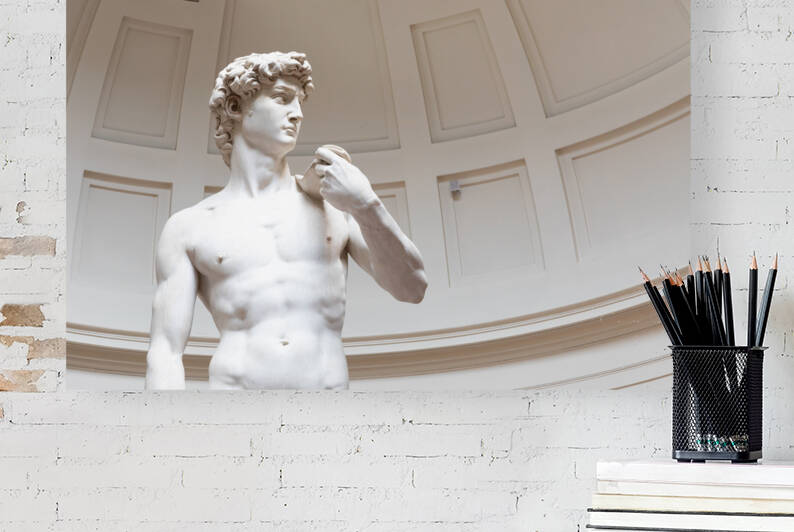 David sculpture by Michelangelo Buonarroti - 1501. The masterpiece of the Renaissance Art by Paolo Modena