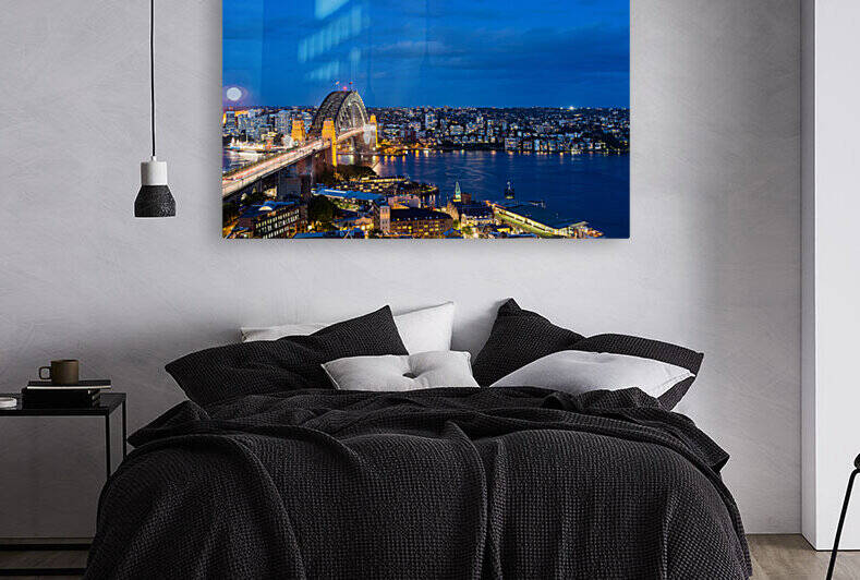 Dramatic panoramic night photo Sydney harbor by Steve Heap