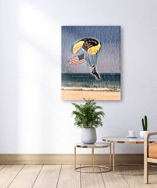 Patriotic Beach Landing in Ocean City Charcoal by Bill Swartwout Photography