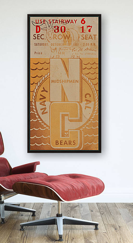 1957 Navy Midshipmen vs. Cal Bears Football Ticket Art by Row One Brand