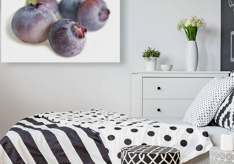 Five Blueberries on White by Iris H Richardson