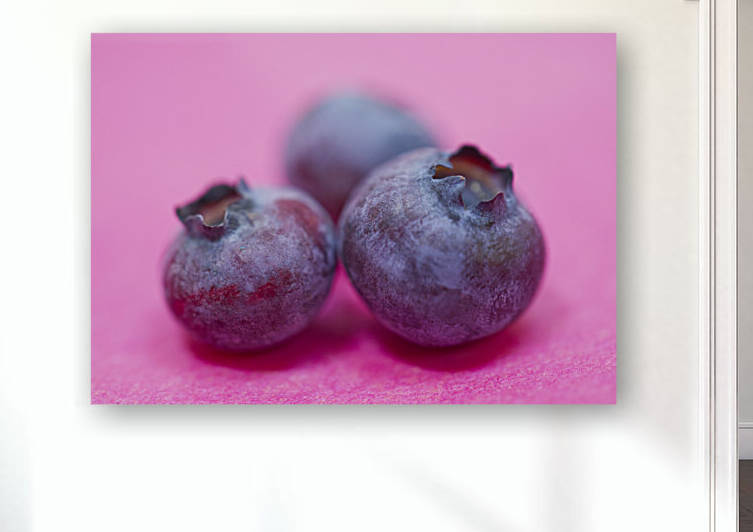 Fresh Blueberries on Pink by Iris H Richardson