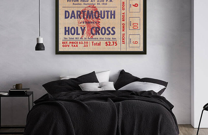1943 Dartmouth Indians vs. Holy Cross Crusaders Ticket Art by Row One Brand