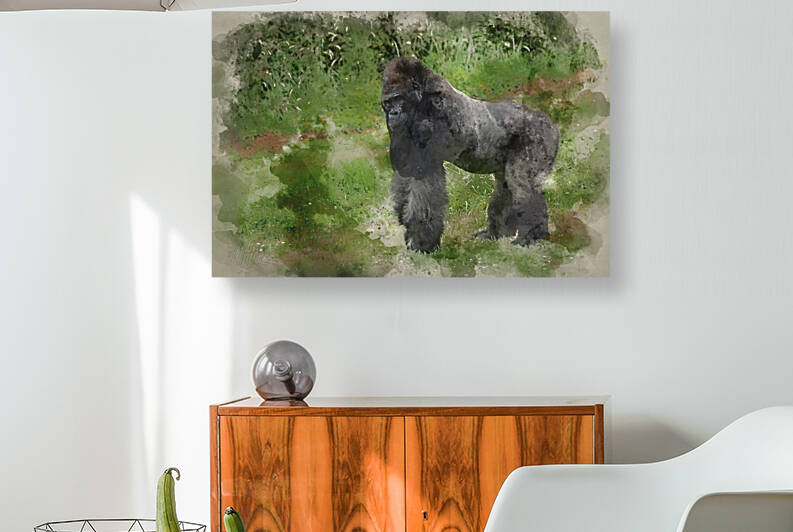 Watercolour painting of endangered Western Lowland Gorilla by Matthew Gibson