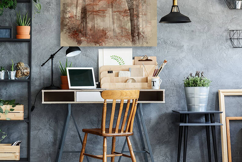 Watercolor painting of Stunning colorful vibrant evocative Autum by Matthew Gibson