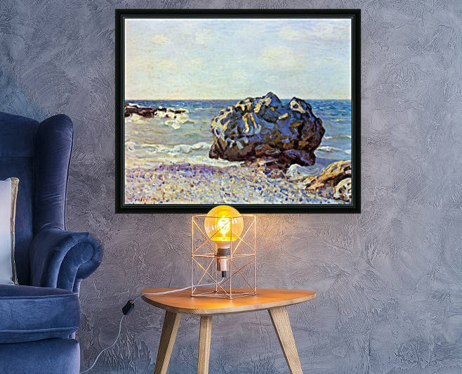 Bay of long country with rock by Sisley