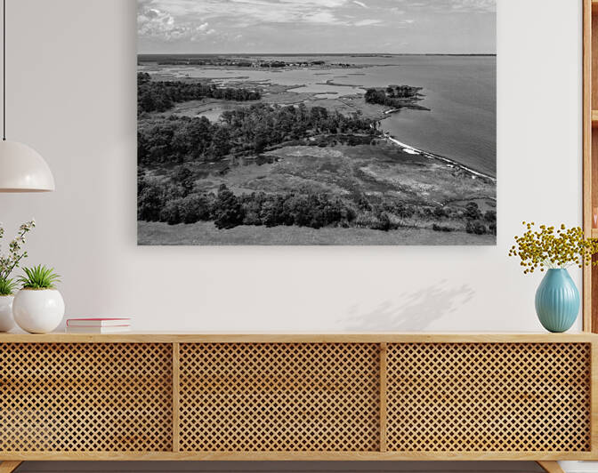 Ocean City Assawoman Bay Lighthouse Sound Monochrome by Bill Swartwout Photography