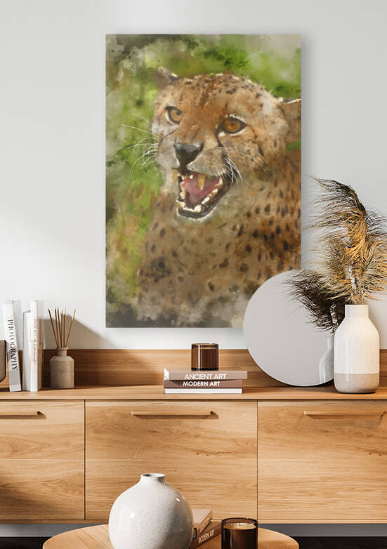 Watercolor painting of Cheetah Acinonyx Jubatus Big Cat  by Matthew Gibson