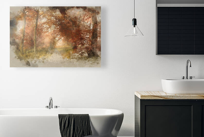 watercolor painting of Stunning colorful vibrant evocative Autum by Matthew Gibson