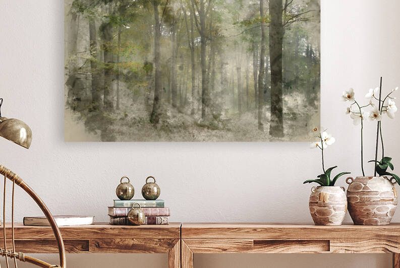 Watercolor painting of Stunning colorful vibrant evocative Autum by Matthew Gibson