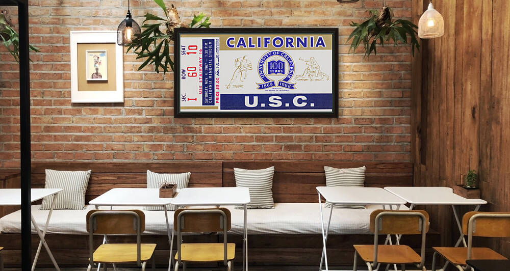 1967 Cal Bears vs. USC Trojans Football Ticket Art by Row One Brand