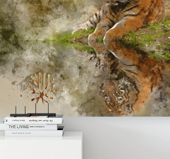 Digital watercolor painting of Beauttiful image of lovely tiger  by Matthew Gibson
