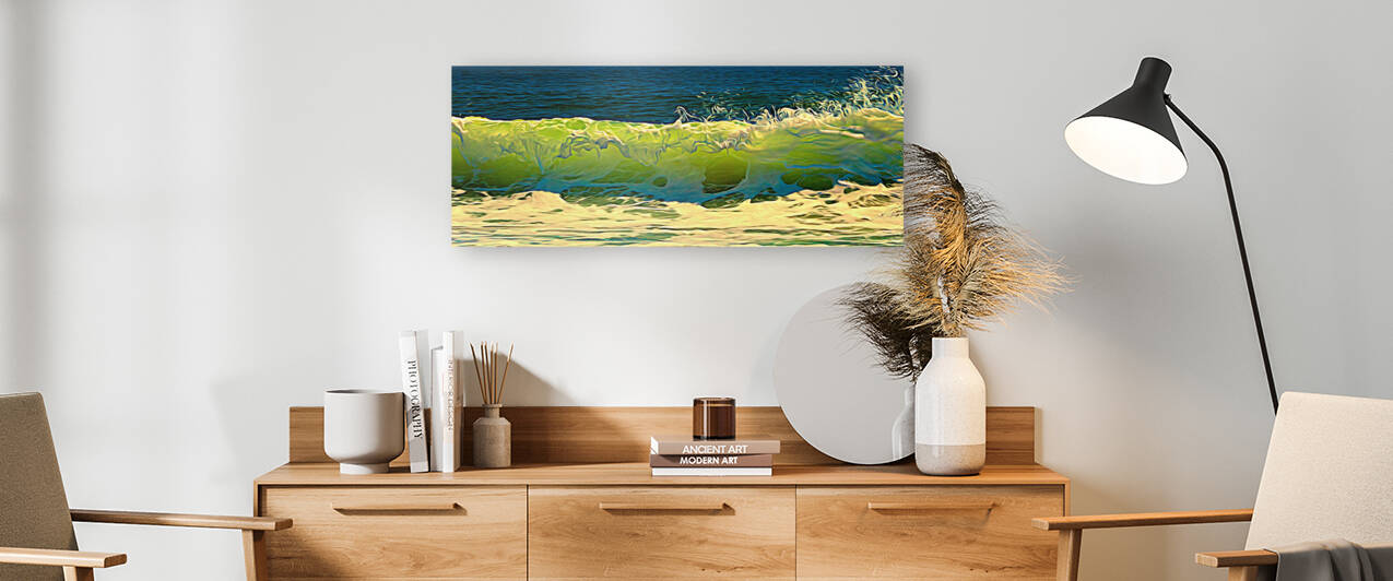 Green Wave Panorama Expressionism by Bill Swartwout Photography