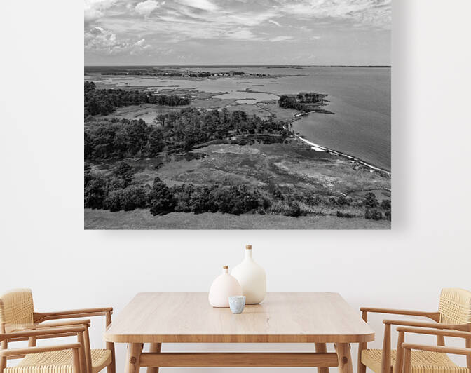 Ocean City Assawoman Bay Lighthouse Sound Monochrome by Bill Swartwout Photography