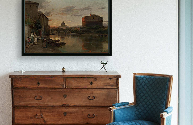 Tiber mit Engelsburg 1882 by Carl Wuttke