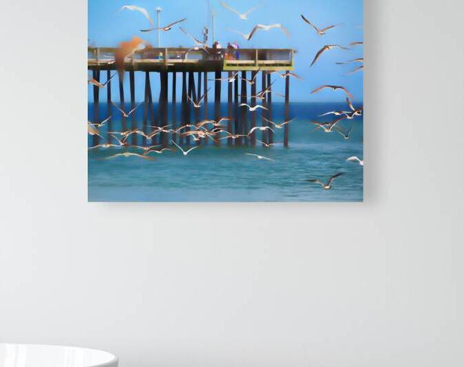 Seagulls Flocking the Ocean City Pier Abstract by Bill Swartwout Photography