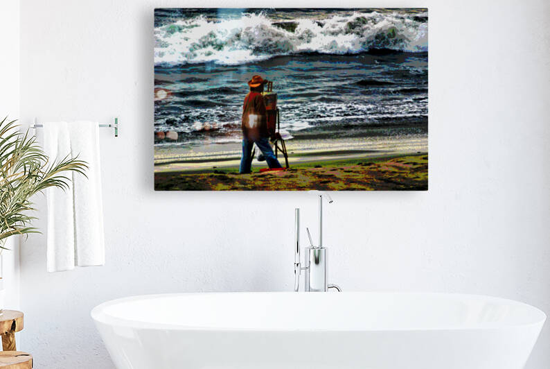 AN ARTIST ON THE BEACH by LES MAYERS 