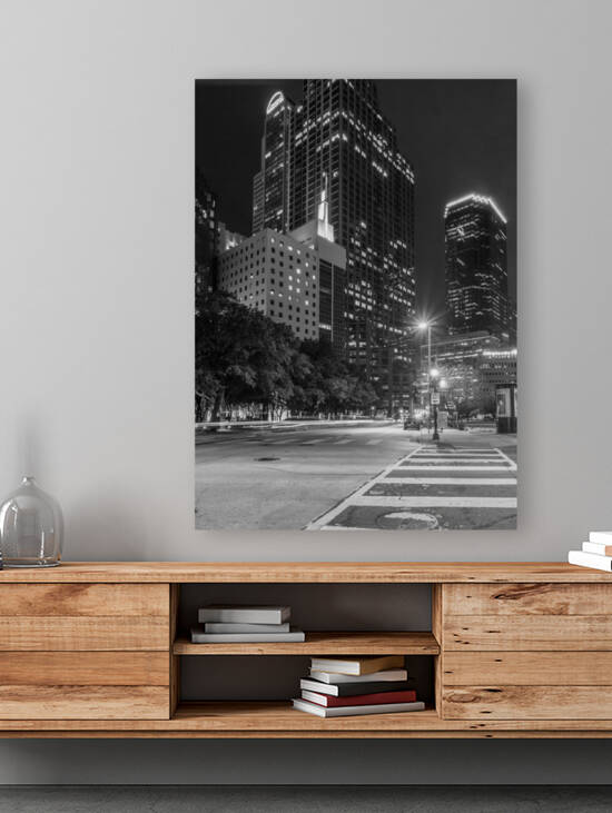 Dallas Texas Harwood Street Night Grayscale by Jennifer White