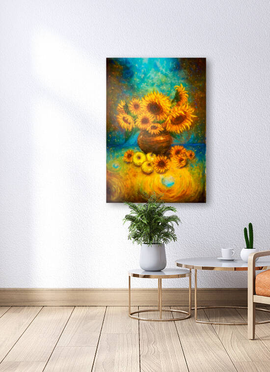 Sunflowers Impressionist Still life Pastel painting by ArtDreamStudio