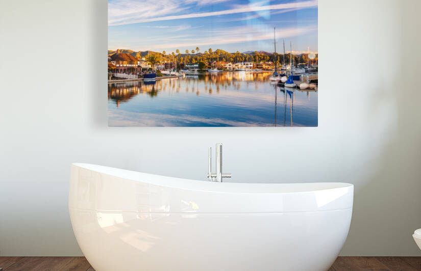 Early light over homes and boats ventura by Steve Heap