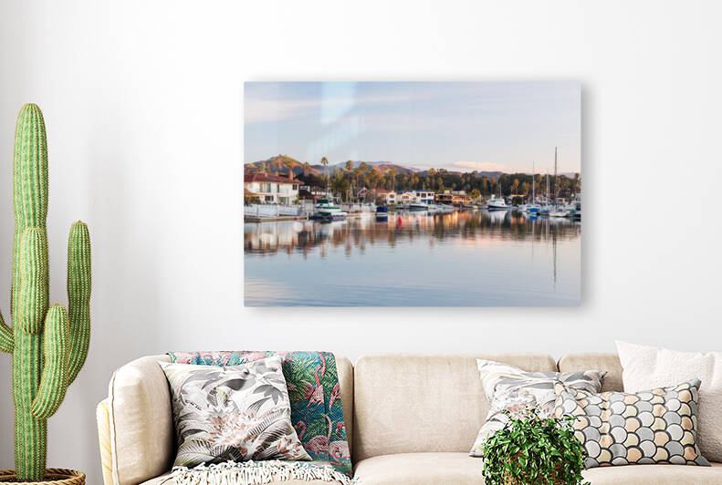Sunrise over homes and boats ventura by Steve Heap