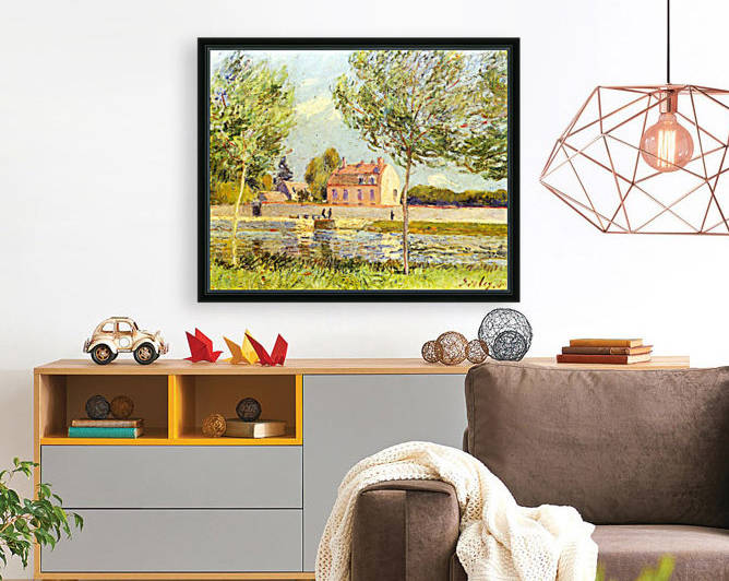 Houses on the banks of the Loing by Sisley