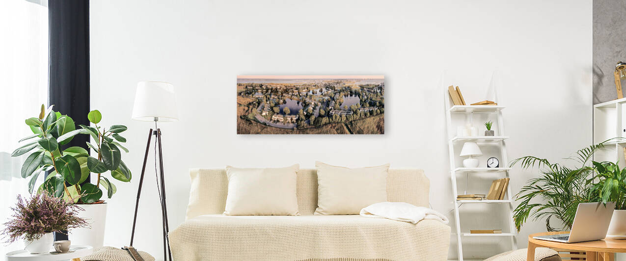 Mallard Lakes Community Panorama Charcoal Sketch by Bill Swartwout Photography