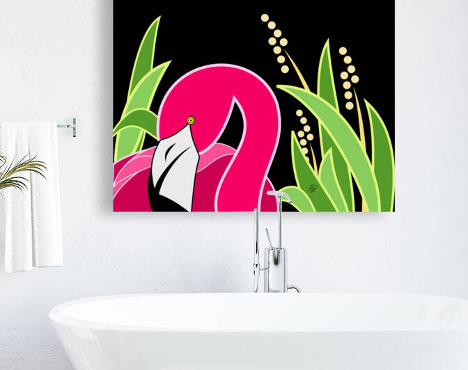 Stylized Abstract Flamingo by Liz Cereby