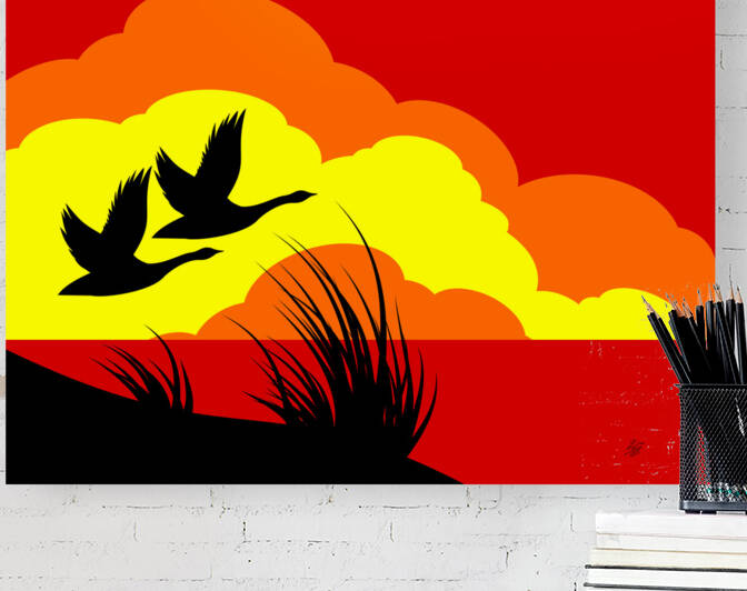 Sunset Flying Geese Silhouette by Liz Cereby