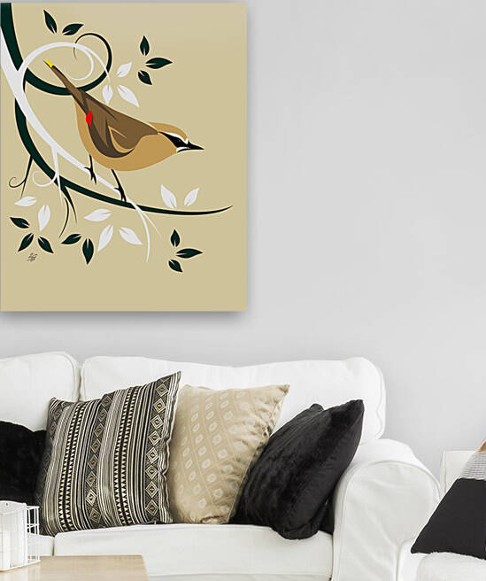 Stylized Cedar Waxwing by Liz Cereby