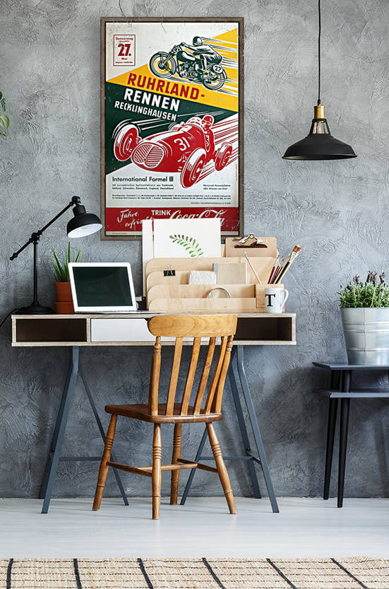 Original Vintage Car and Motorcycle Racing Poster by VINTAGE POSTER