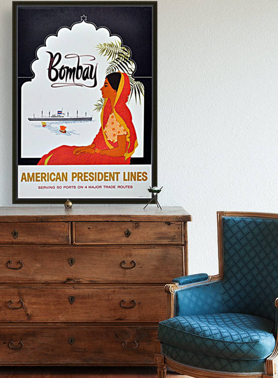 Original Vintage 1950 Cruise Travel Poster - Bombay By American President Lines by VINTAGE POSTER